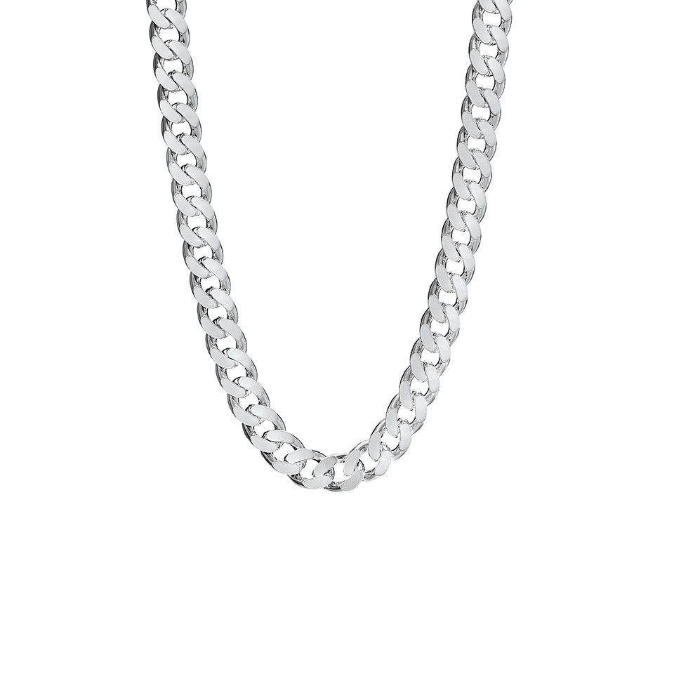 Halsl&auml;nk i &auml;kta silver 45 cm