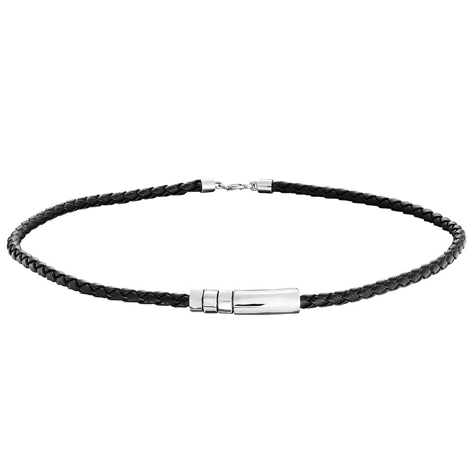 Halsband i l&auml;der 48cm