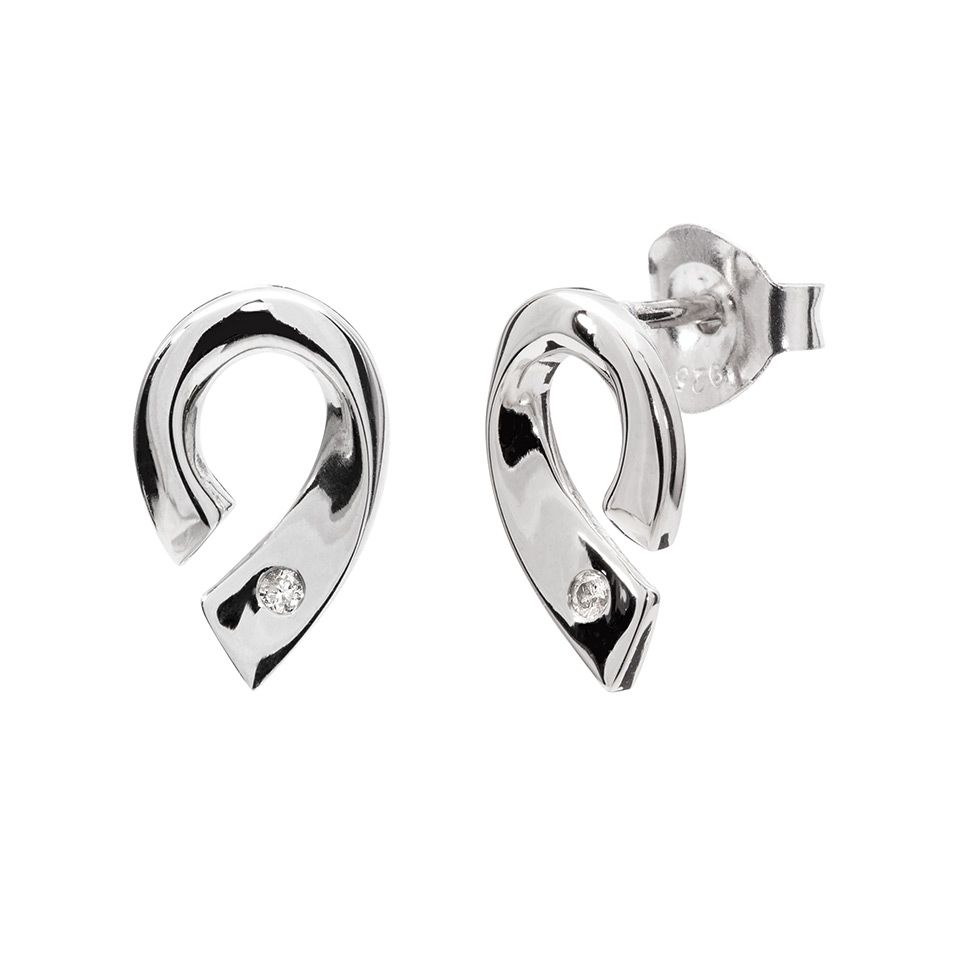 Örhängen i äkta silver med diamant