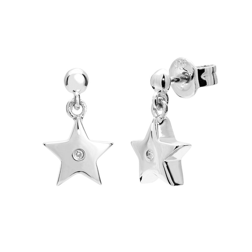 Örhängen med diamant i äkta silver