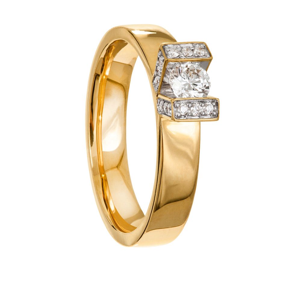 Diamantring i 18K guld, 18.0