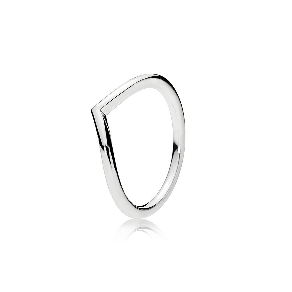 Sl&auml;t wishbone-ring i &auml;kta silver, 16.0