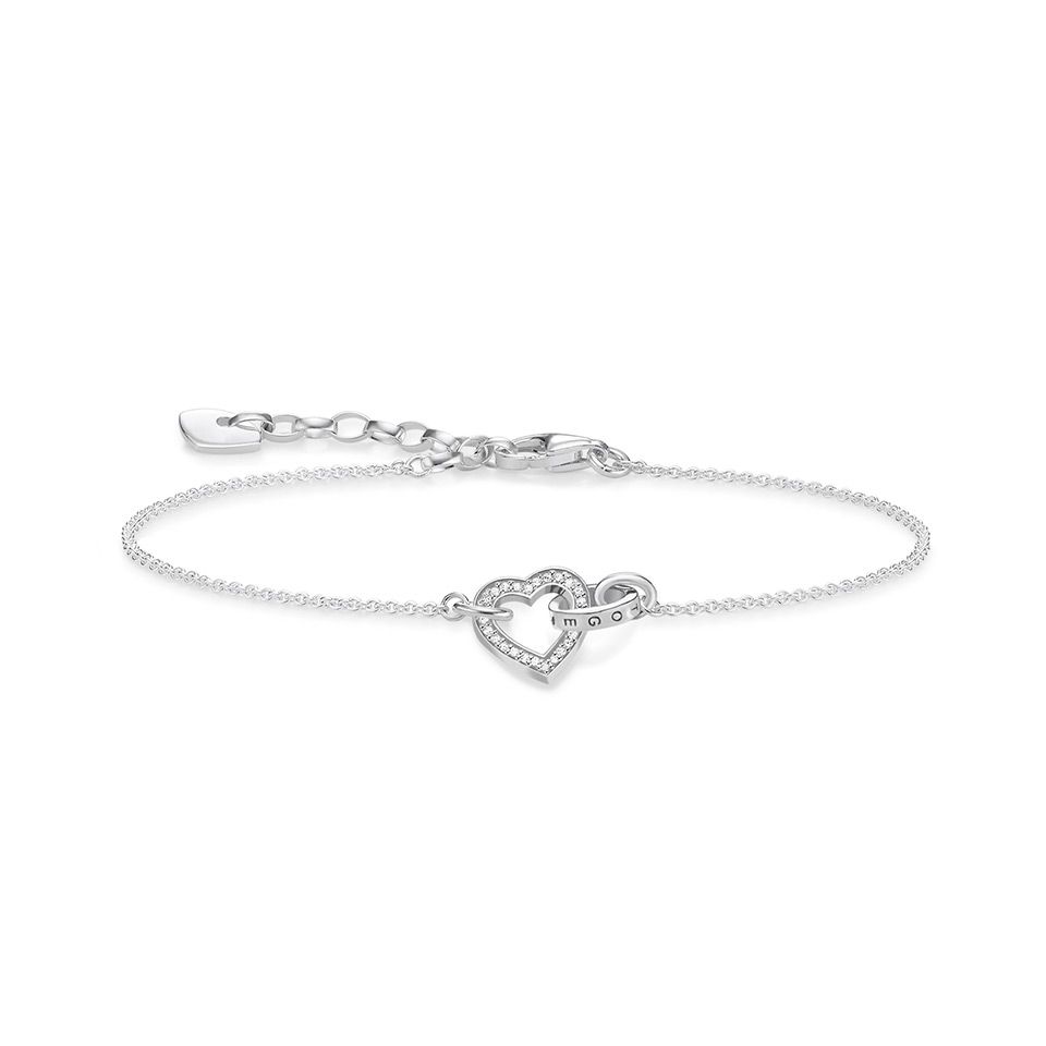 Armband i &auml;kta silver med hj&auml;rta