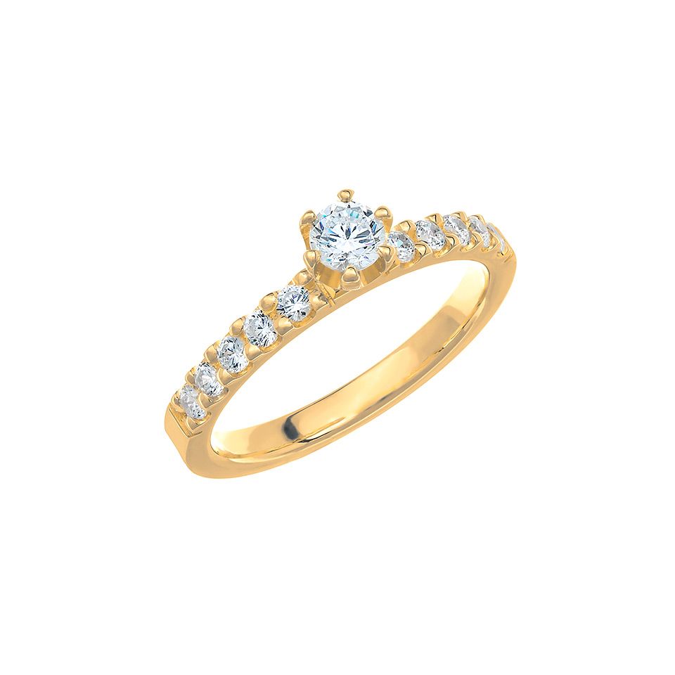 Diamantring i 18K guld, 57