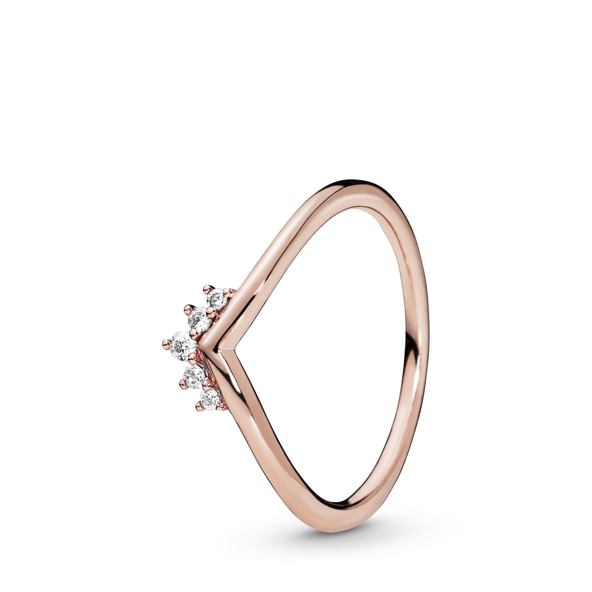 Roséförgylld wishbone-ring med tiara, 16.5
