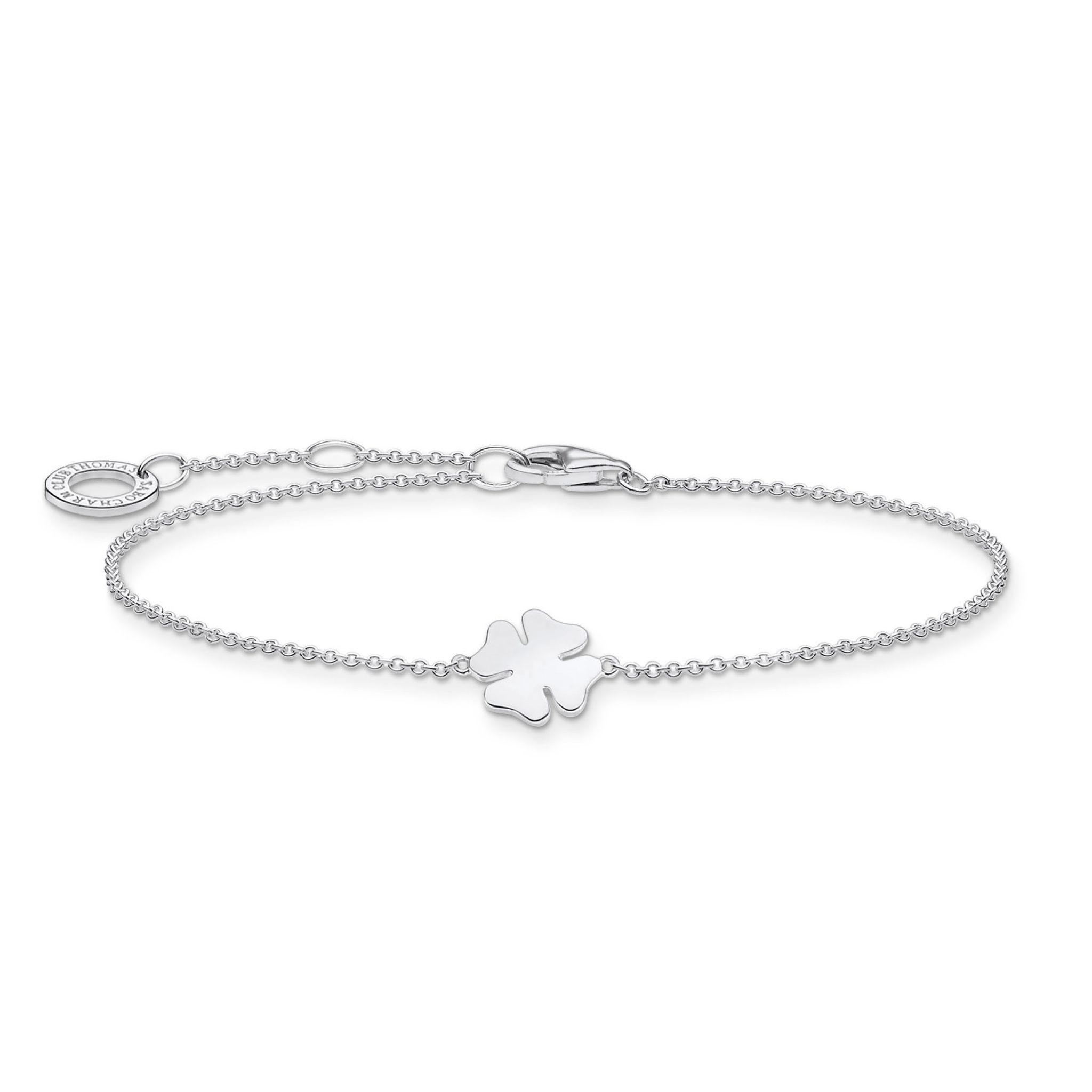 Armband i &auml;kta silver med fyrkl&ouml;ver