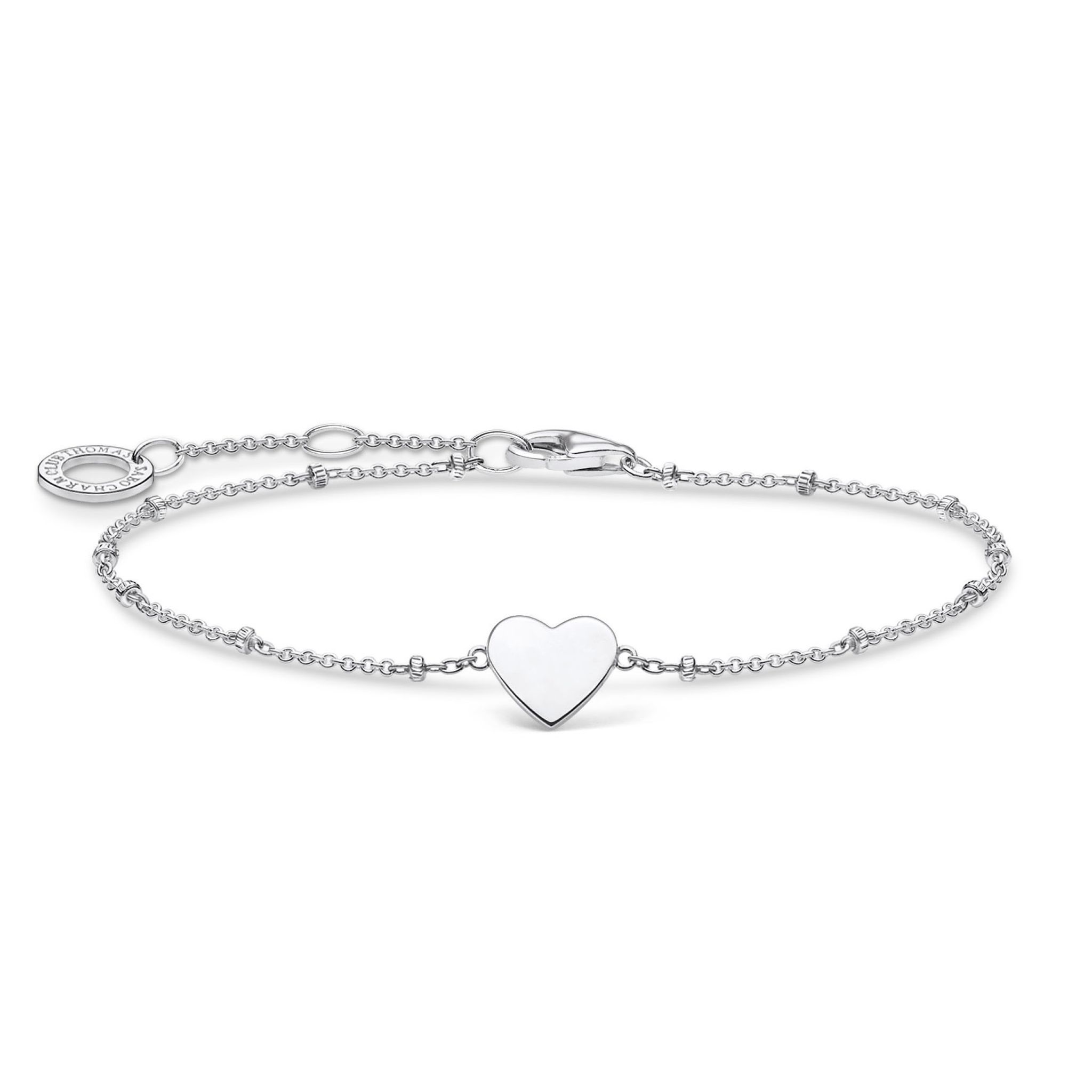 Armband i &auml;kta silver med hj&auml;rta