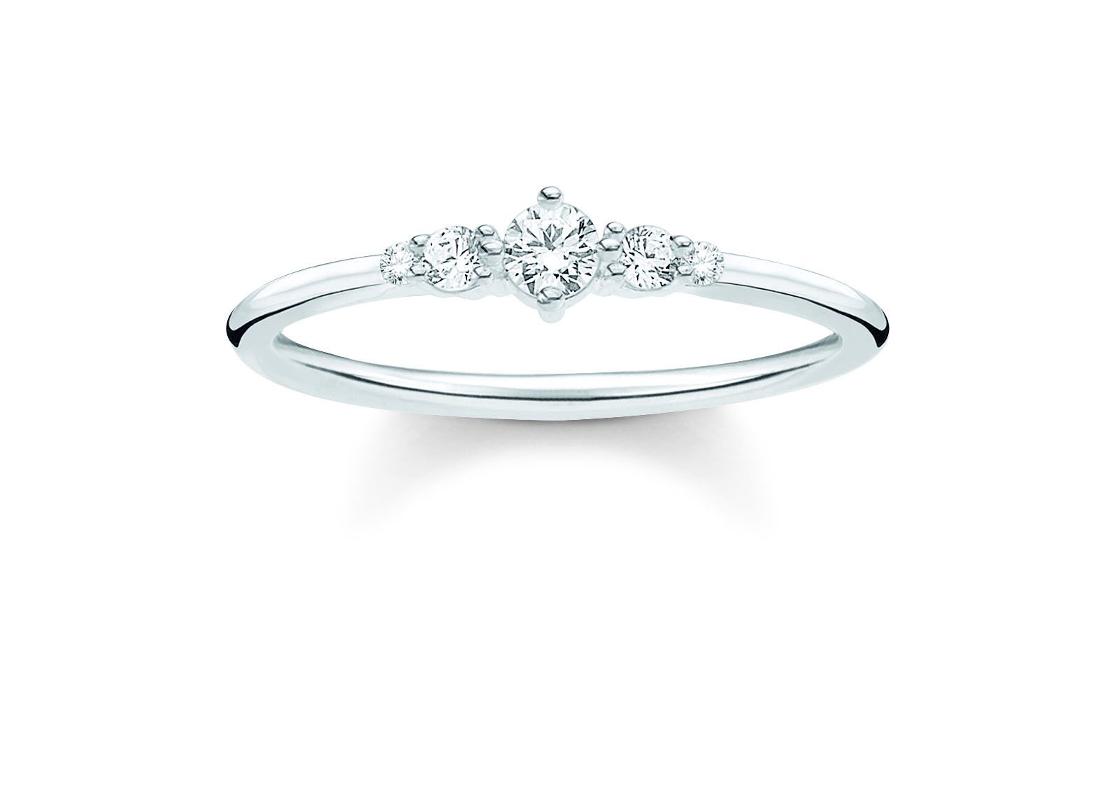 Ring i &auml;kta silver med kubisk zirkonia, 17.0