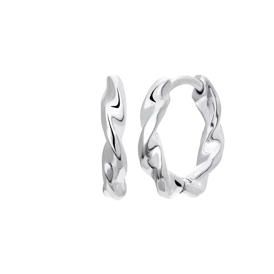 Twistade creoler i &auml;kta silver