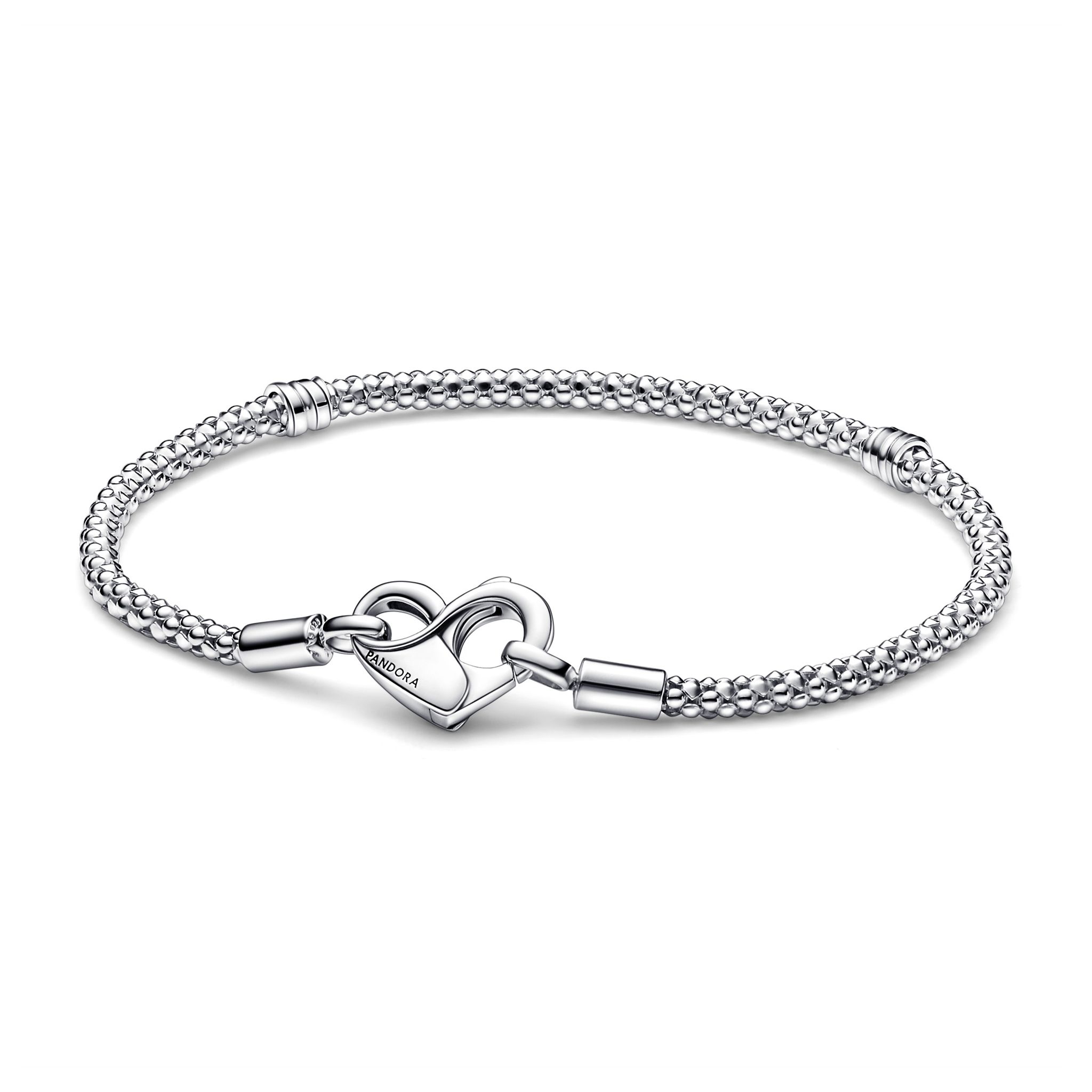 Armband i &auml;kta silver med hj&auml;rta 20 cm