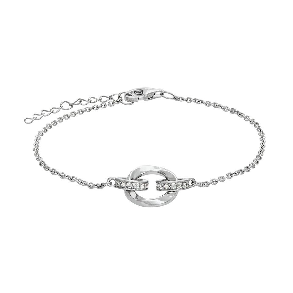 Armband i &auml;kta silver med kubisk zirkonia