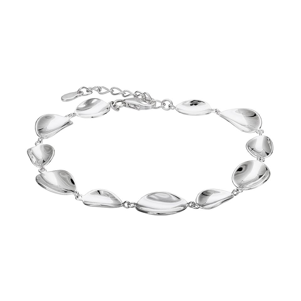 Armband i &auml;kta silver med b&ouml;ljande form