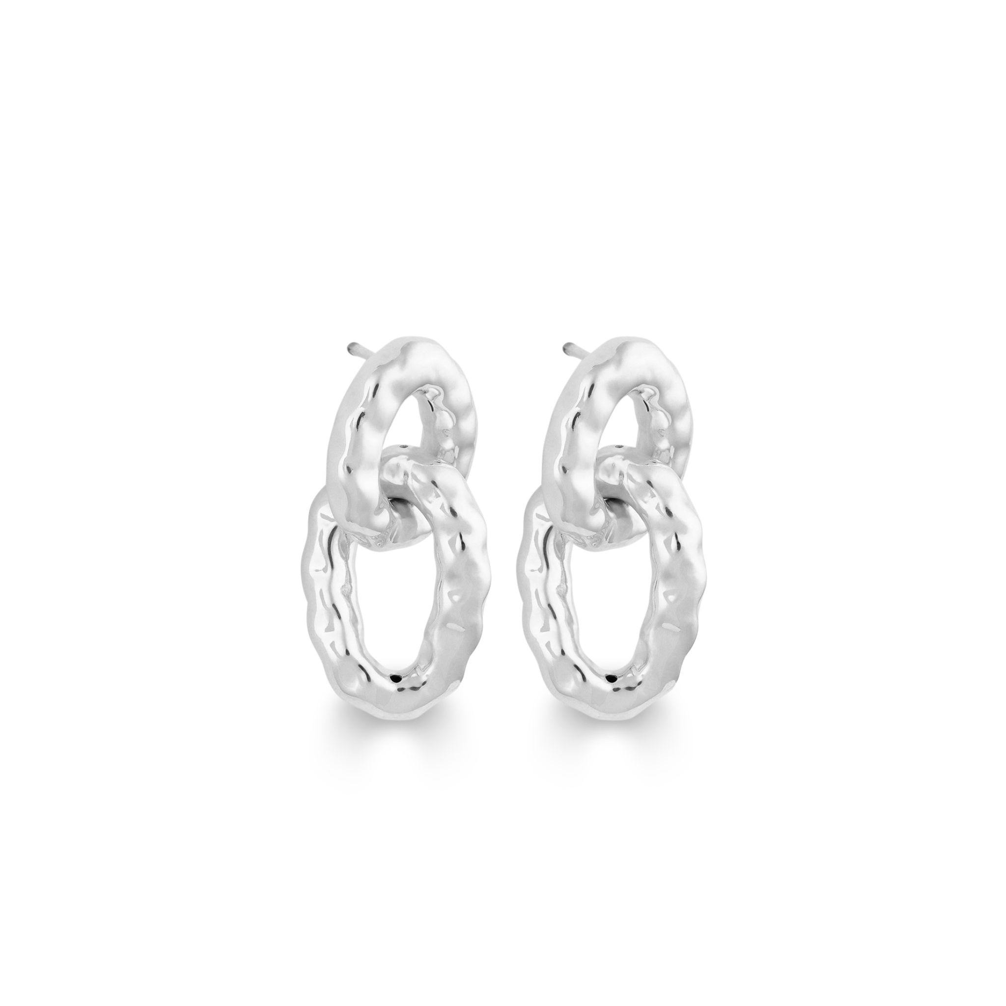 Örhängen i äkta silver- Bolded Hammered Links 22009