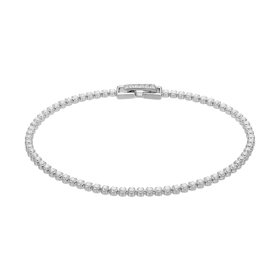 Tennisarmband i &auml;kta silver 19cm