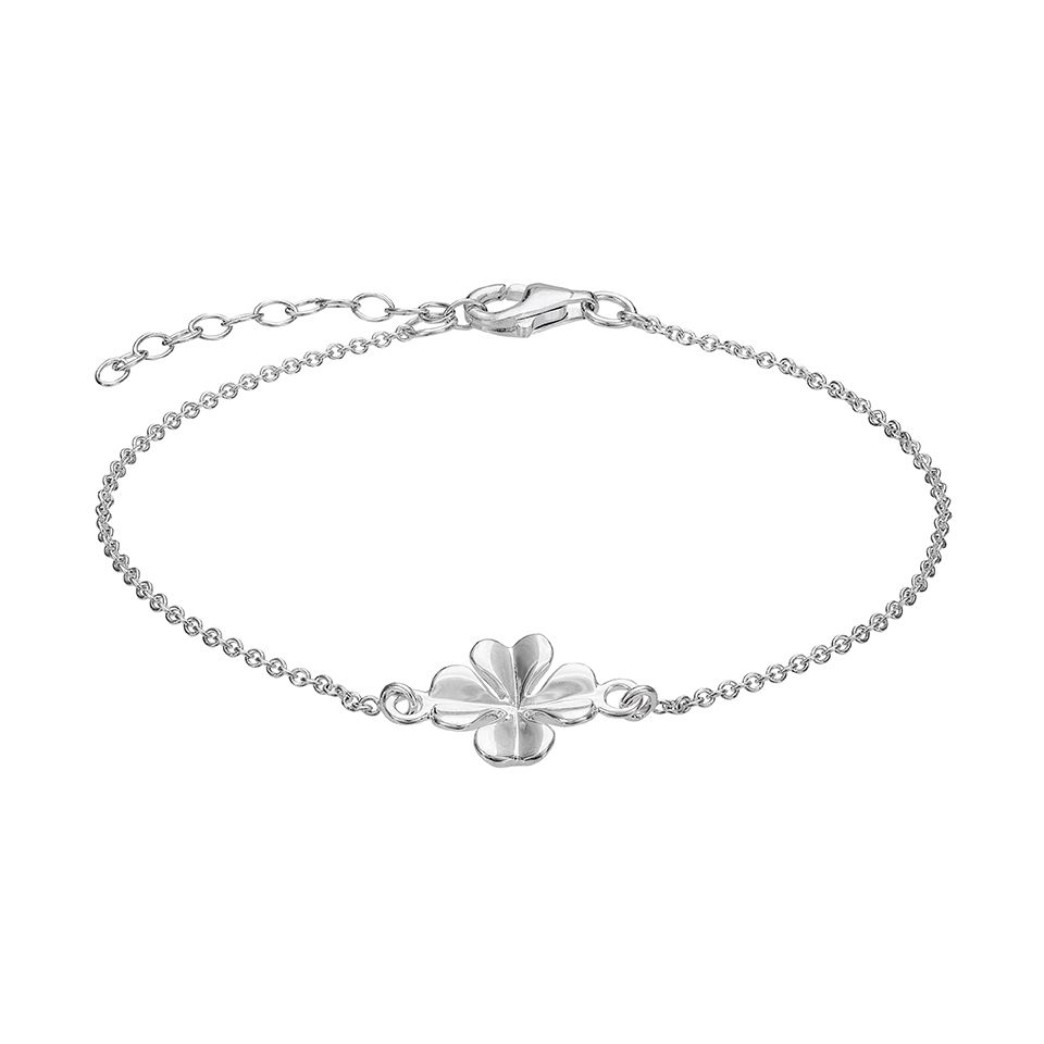 Armband i &auml;kta silver med fyrkl&ouml;ver