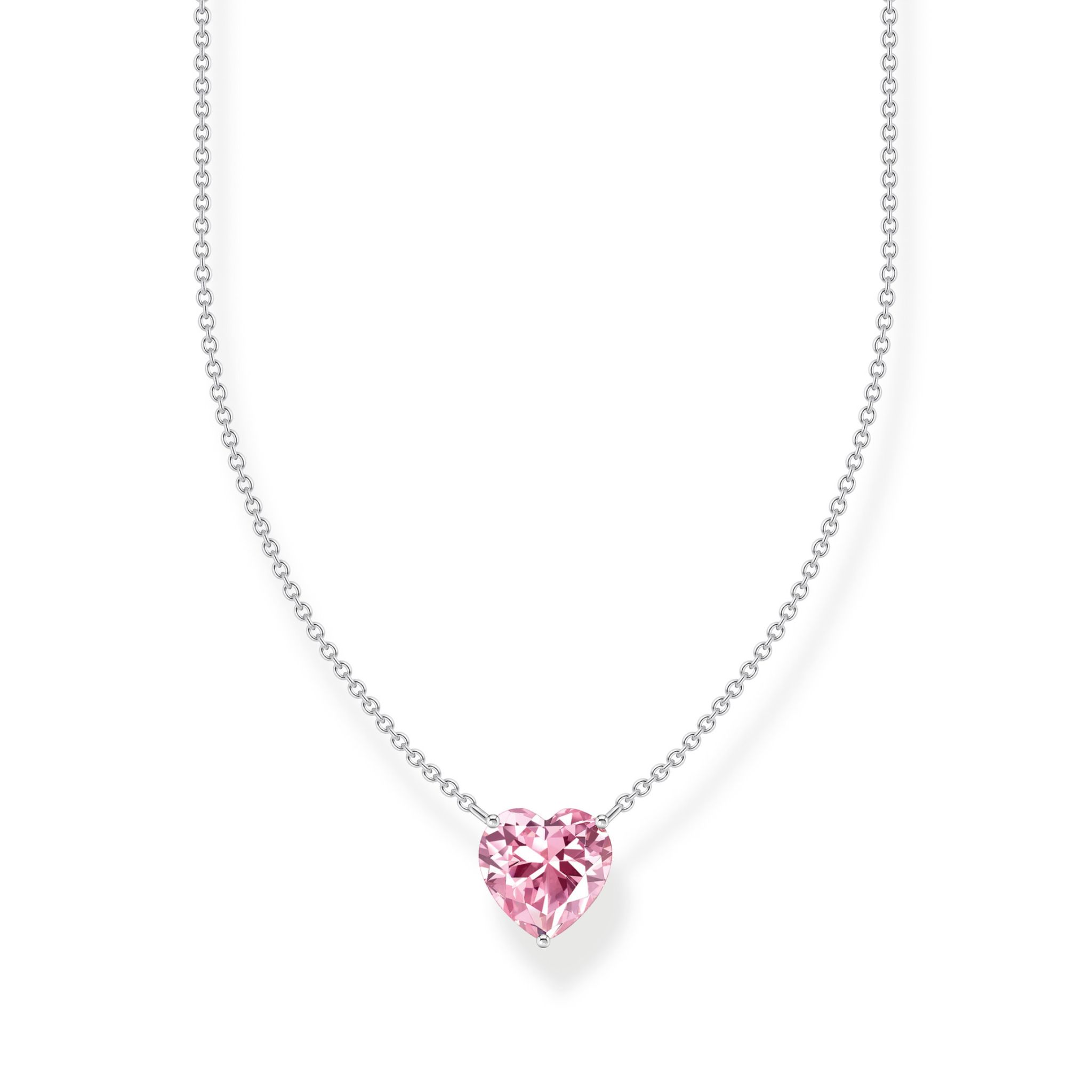 Halsband i äkta silver med rosa hjärta