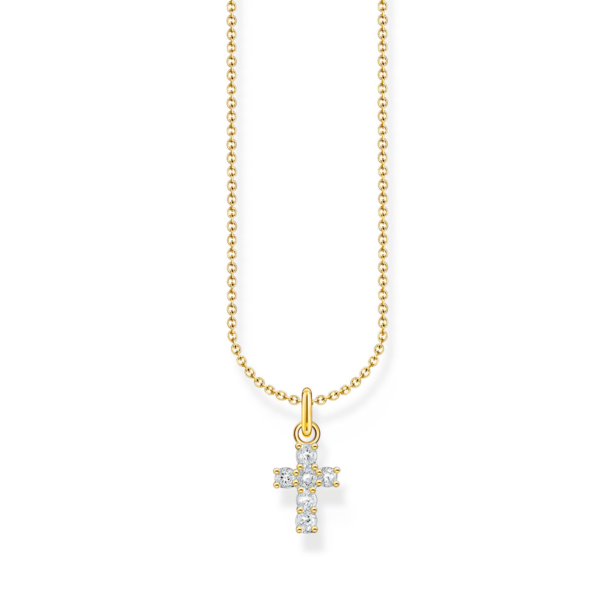 Halsband i &auml;kta silver kors med kubisk zirkonia.