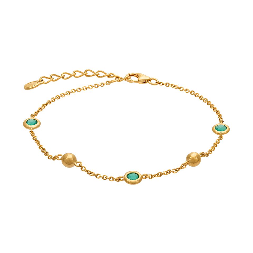 Armband i &auml;kta silver med gr&ouml;n agat