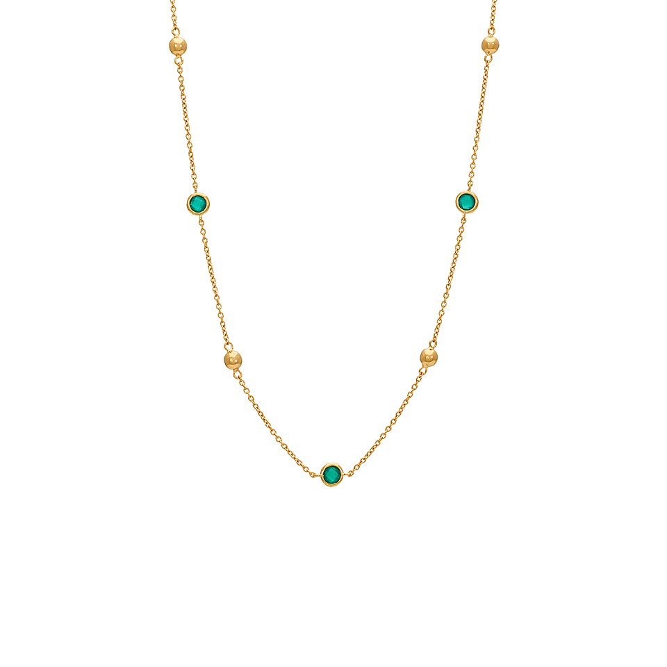 Collier i &auml;kta silver med gr&ouml;n agat