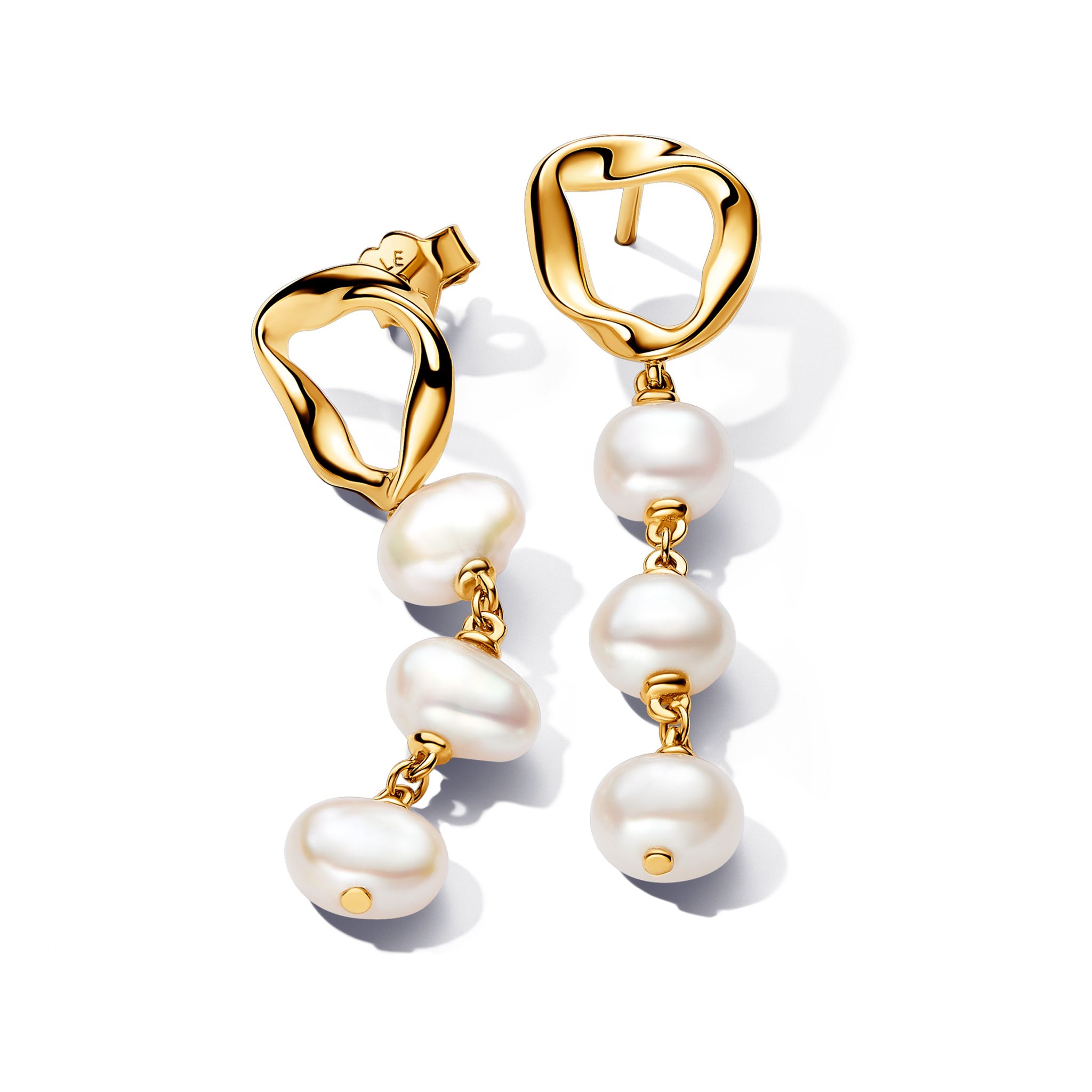 Förgyllda örhängen med sötvattenspärla 22358