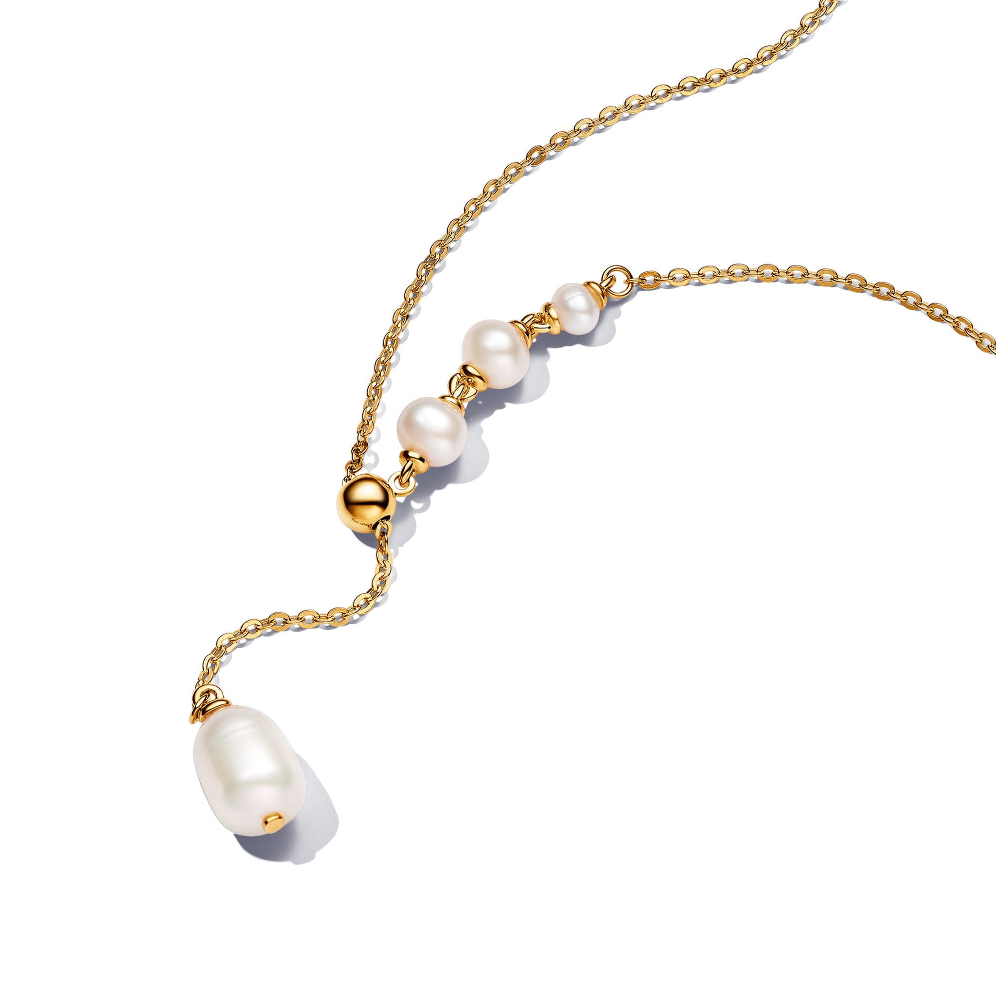 Förgyllt halsband med sötvattenspärlor