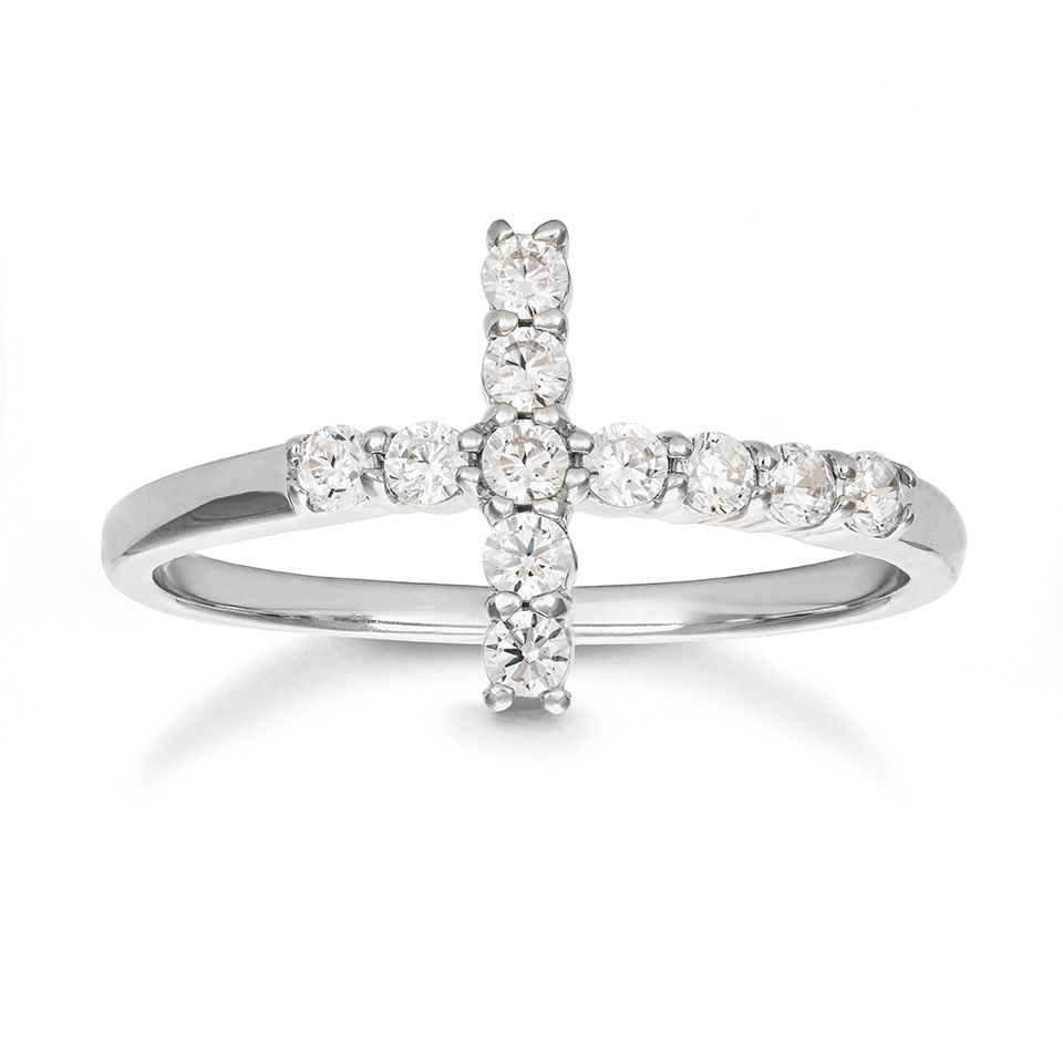 Ring EVIGHET i äkta silver med kors, 19.0