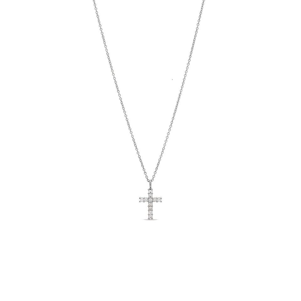 Halsband EVIGHET i &auml;kta silver med kors