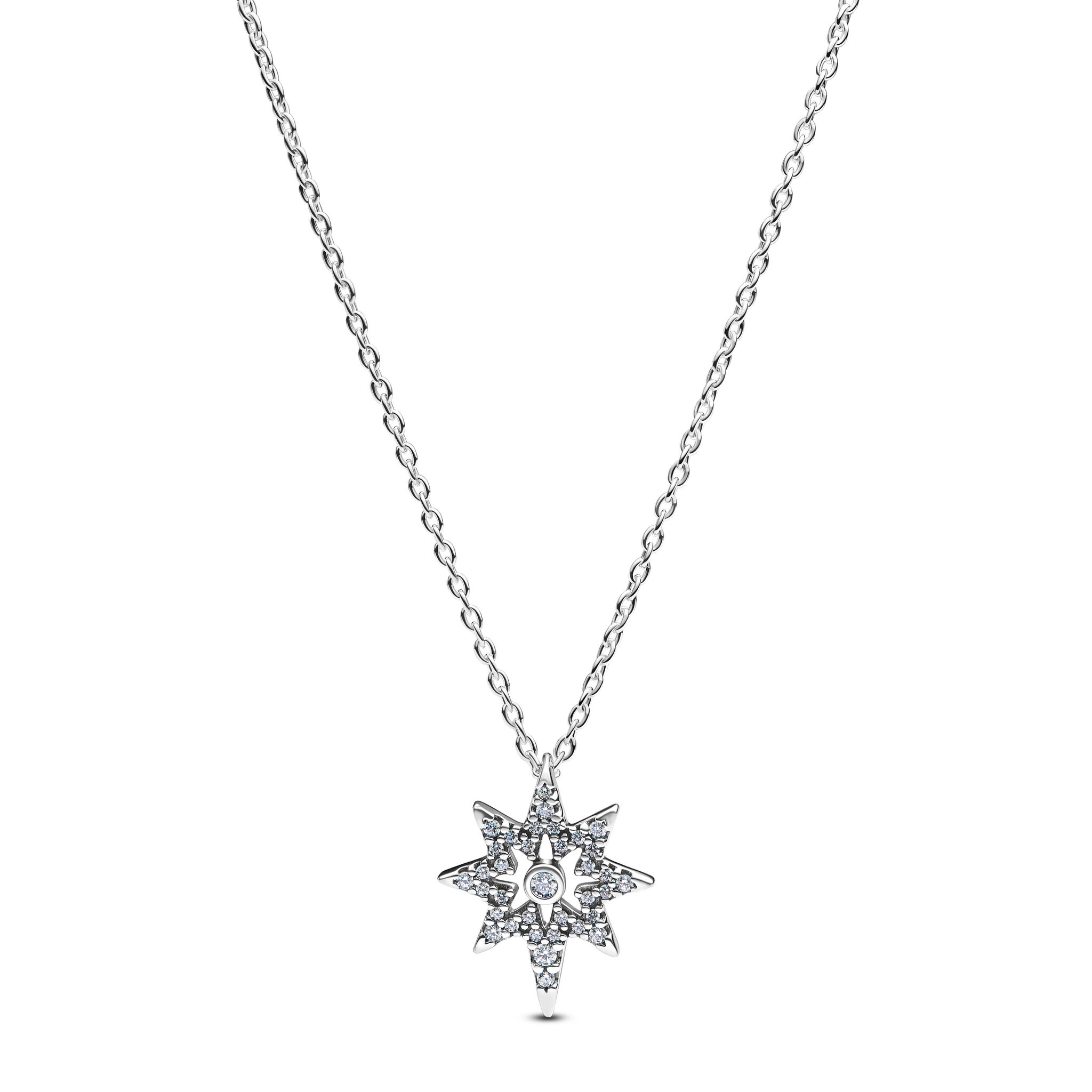 Halsband i &auml;kta silver med polstj&auml;rna