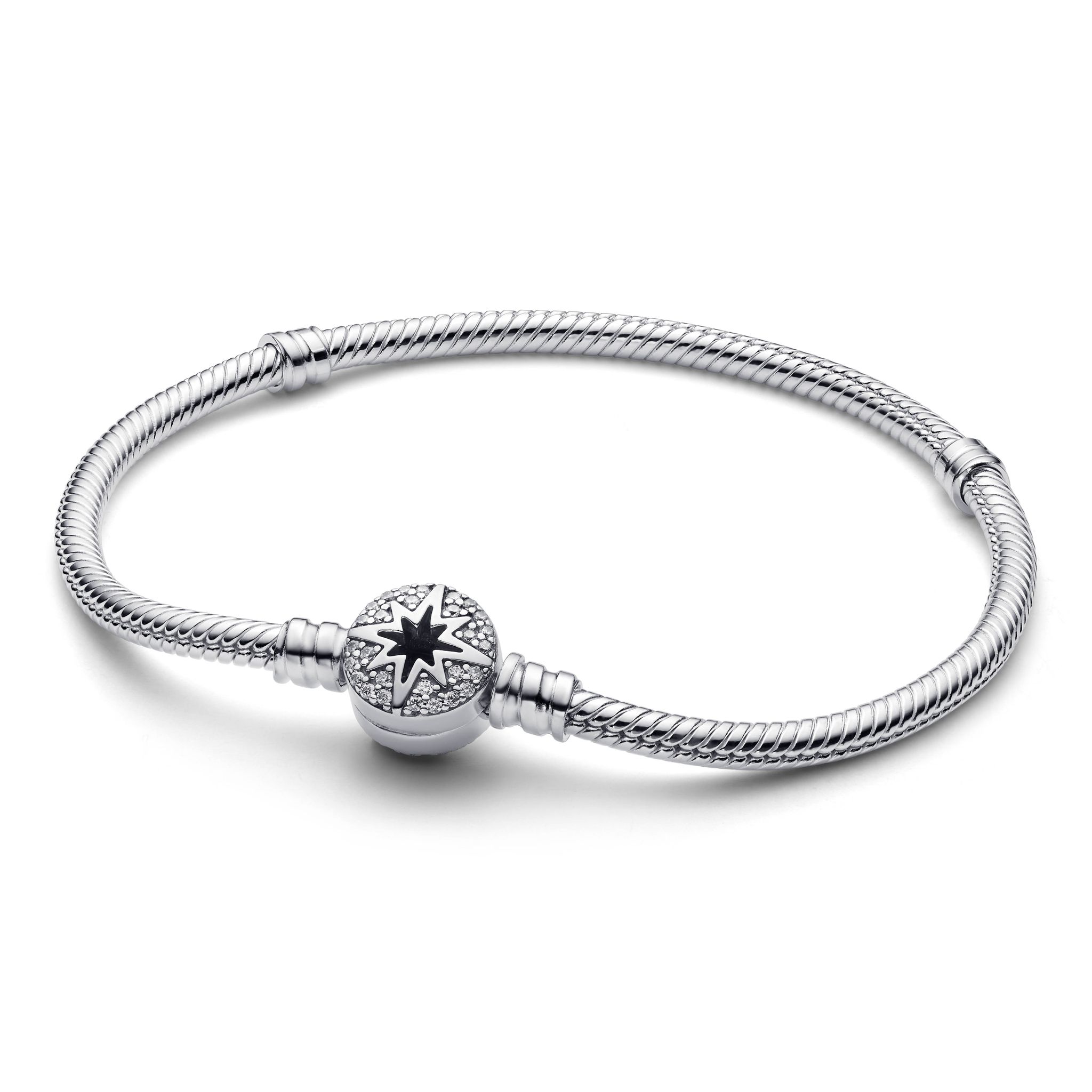 Armband i &auml;kta silver med Polstj&auml;rnan 19 cm