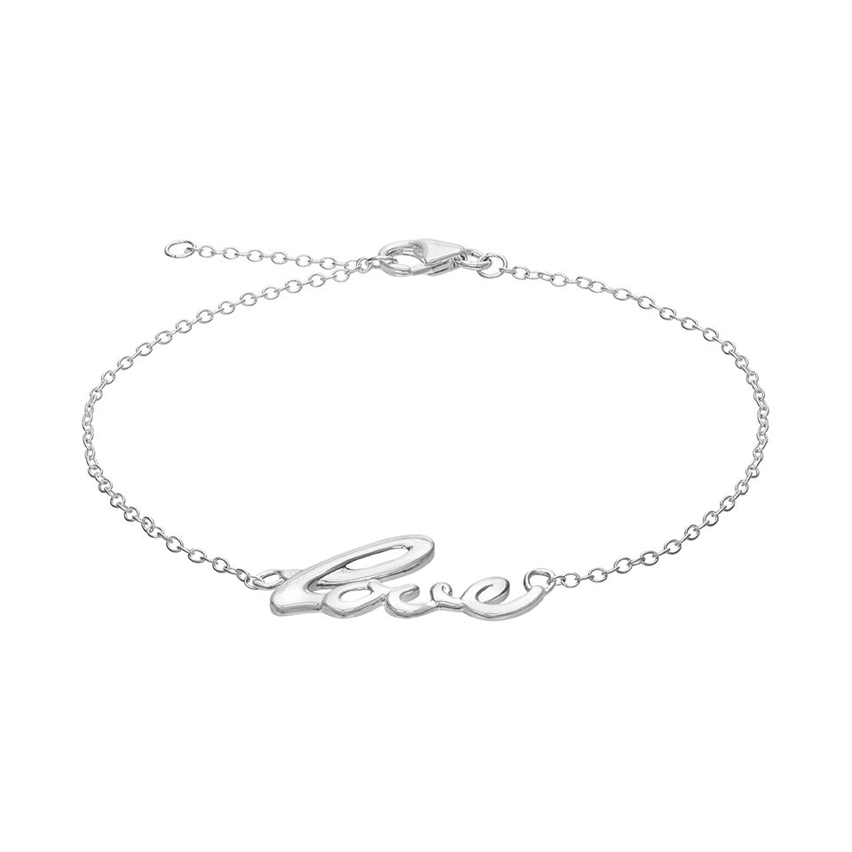 Armband i &auml;kta silver- Love