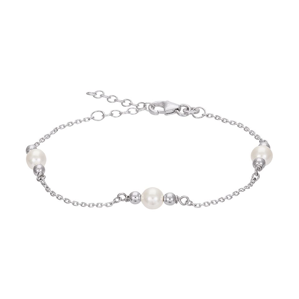 Armband i &auml;kta silver med skalp&auml;rla