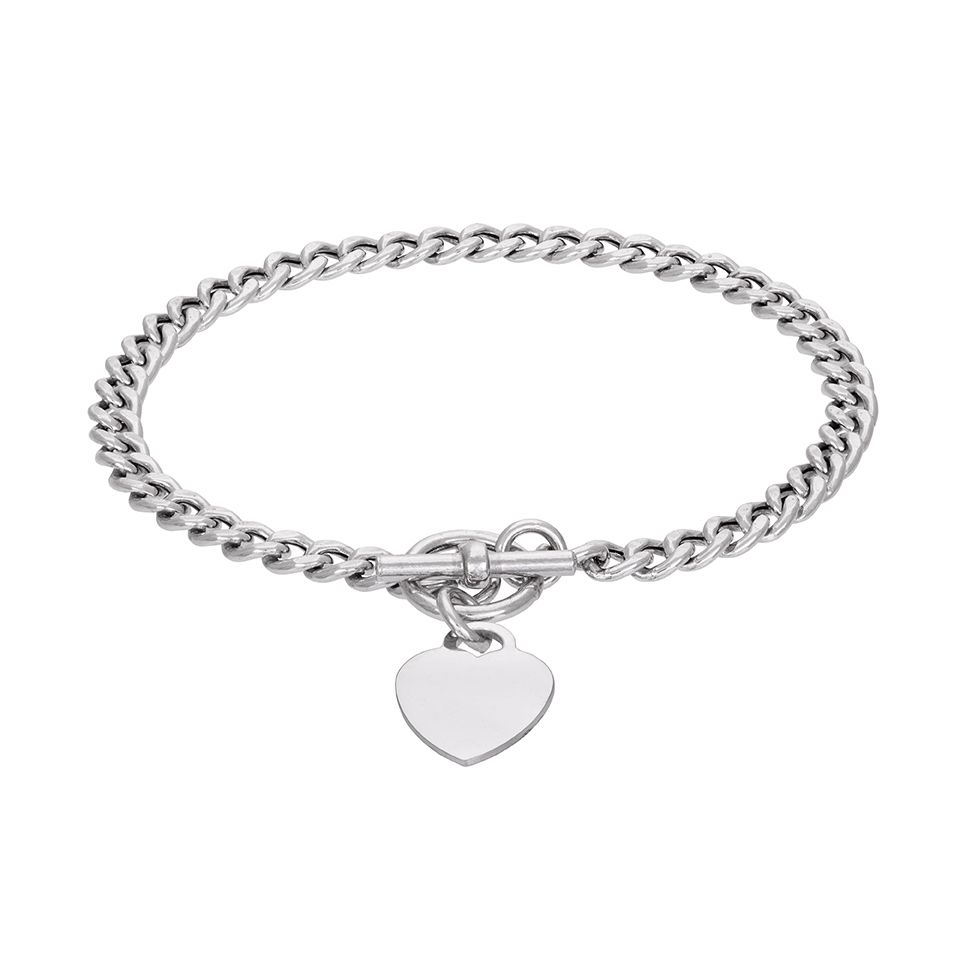 Armband i &auml;kta silver med hj&auml;rta