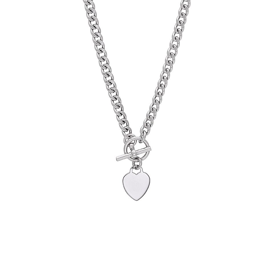 Halsband i &auml;kta silver med hj&auml;rta
