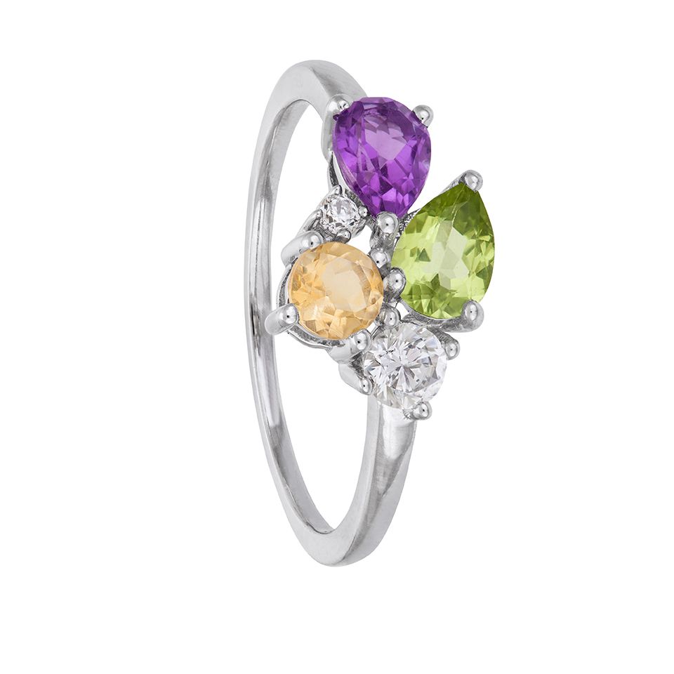Ring i äkta silver med ädelstenar, 16.0