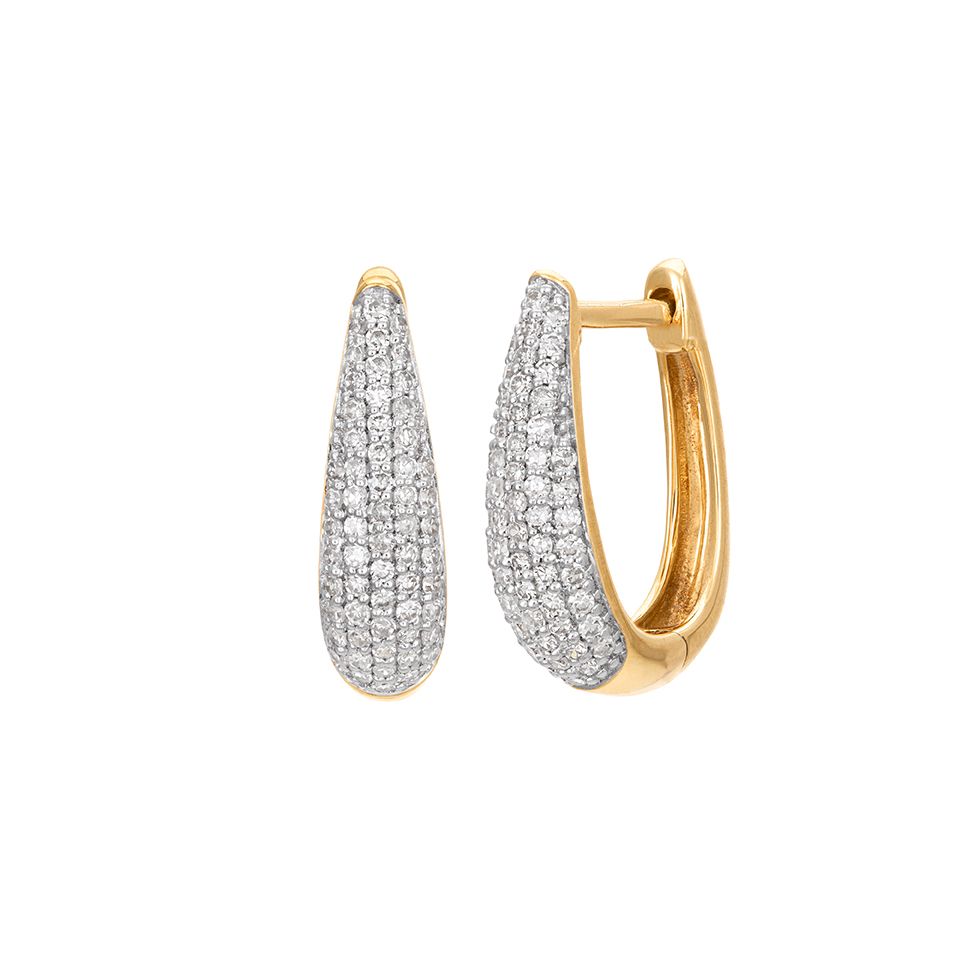 Diamantörhängen i 18K guld - Pavé creoler