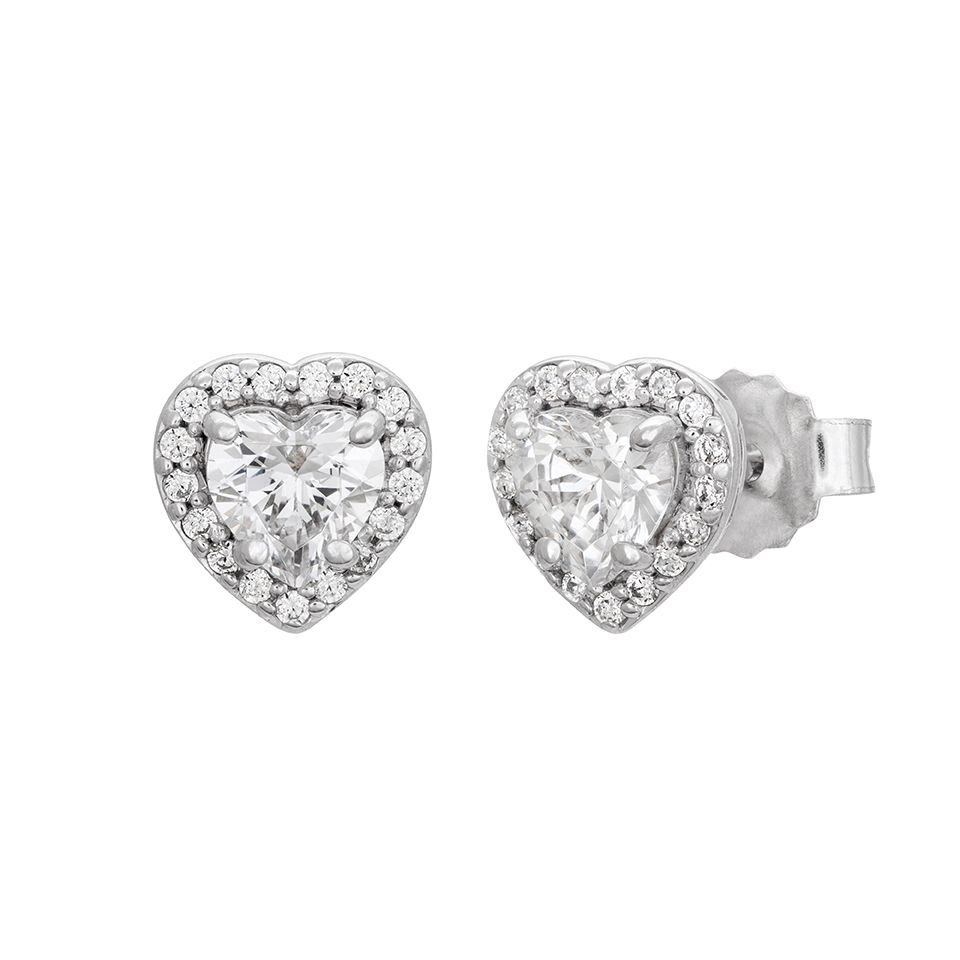 Hjärtformade örhängen i äkta silver