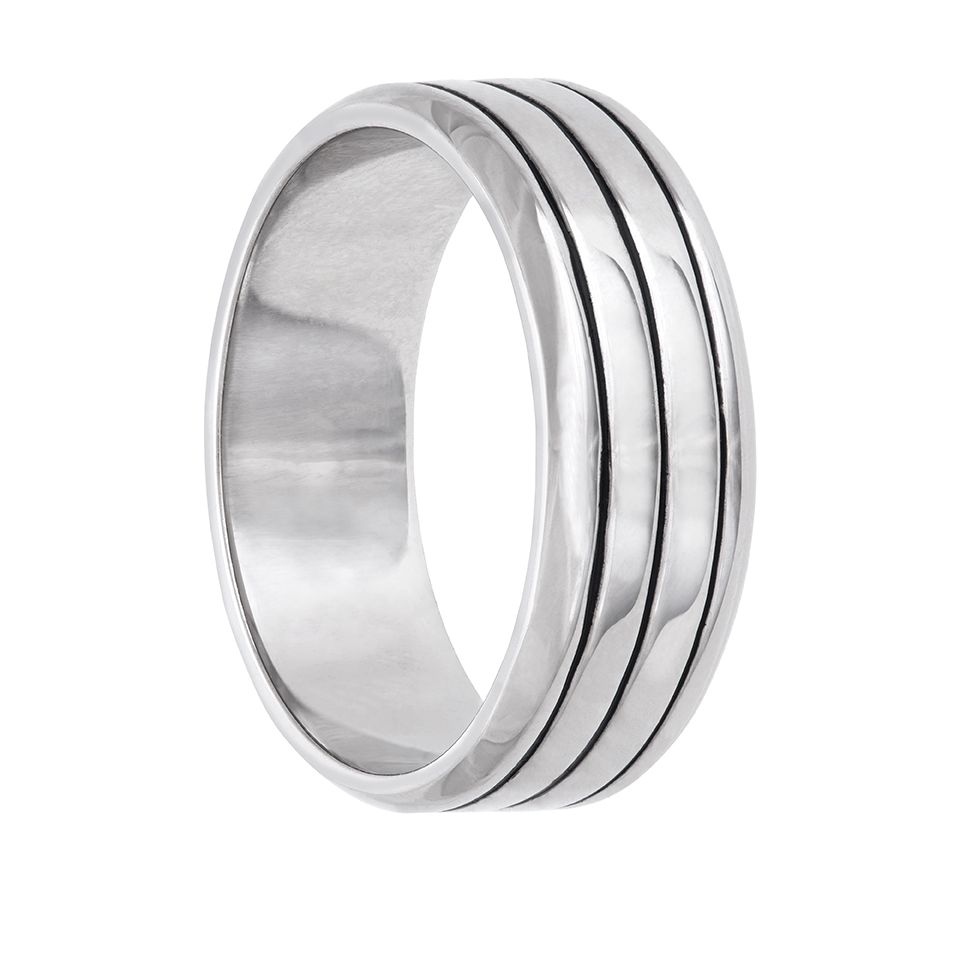 Ring i &auml;kta silver med r&auml;nder, 21.0