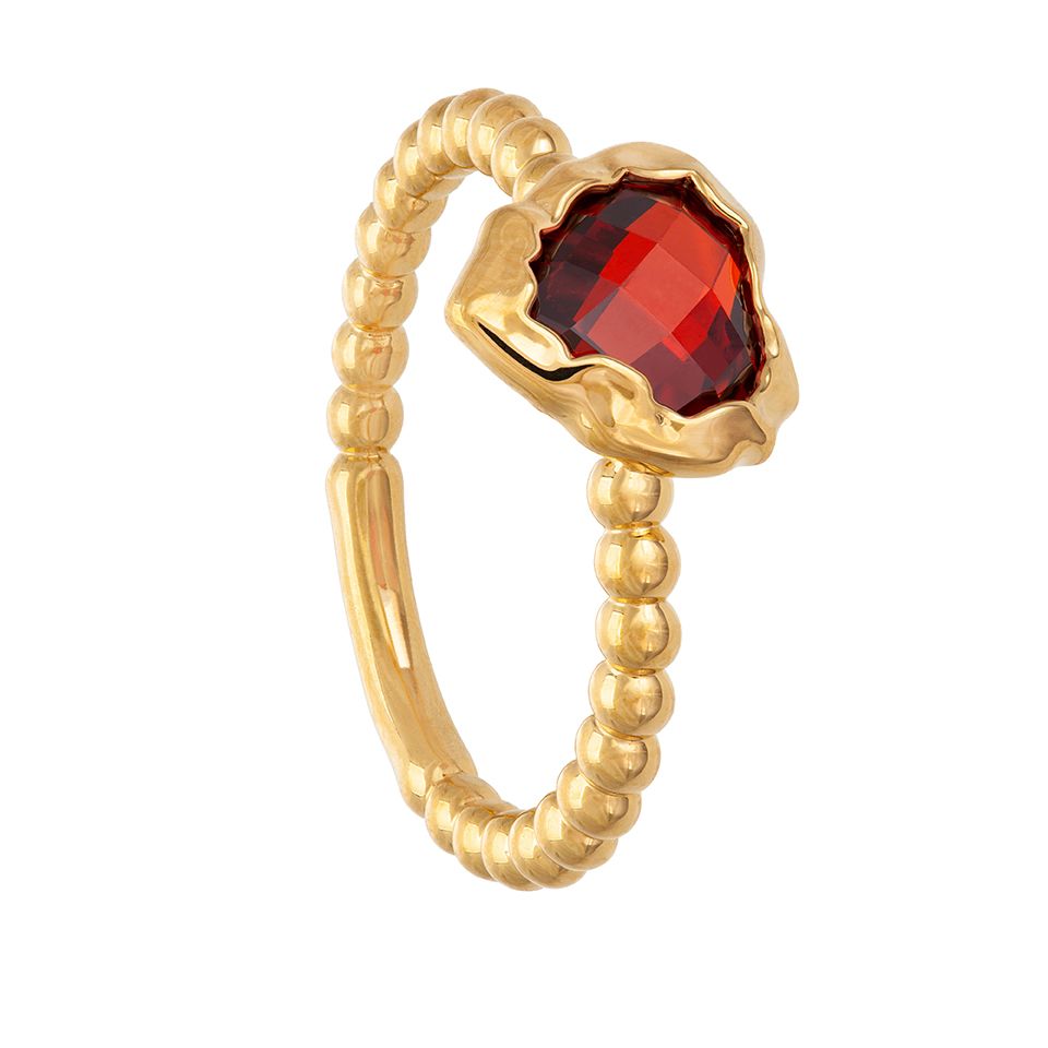 Ring i &auml;kta silver med r&ouml;tt hj&auml;rta, 16.0