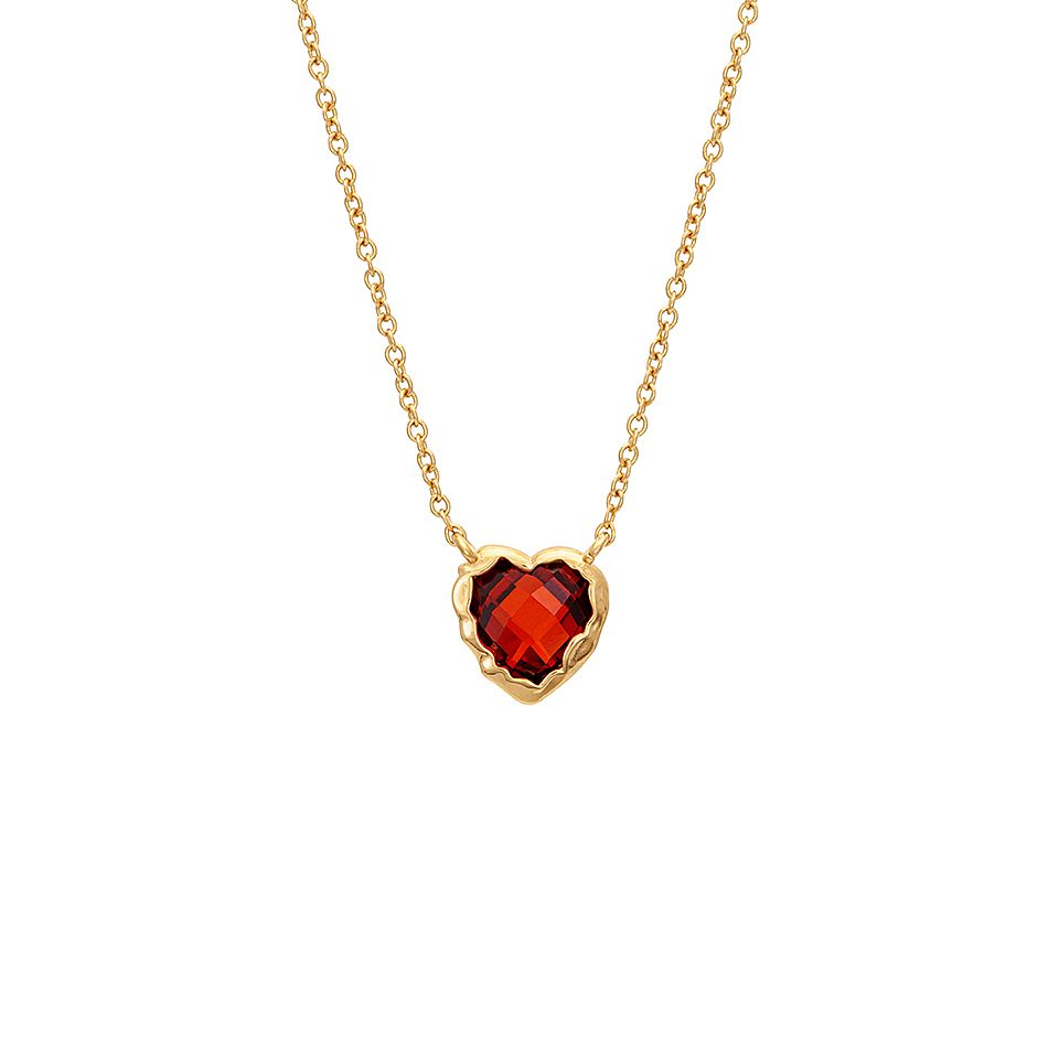 Halsband i &auml;kta silver med r&ouml;tt hj&auml;rta