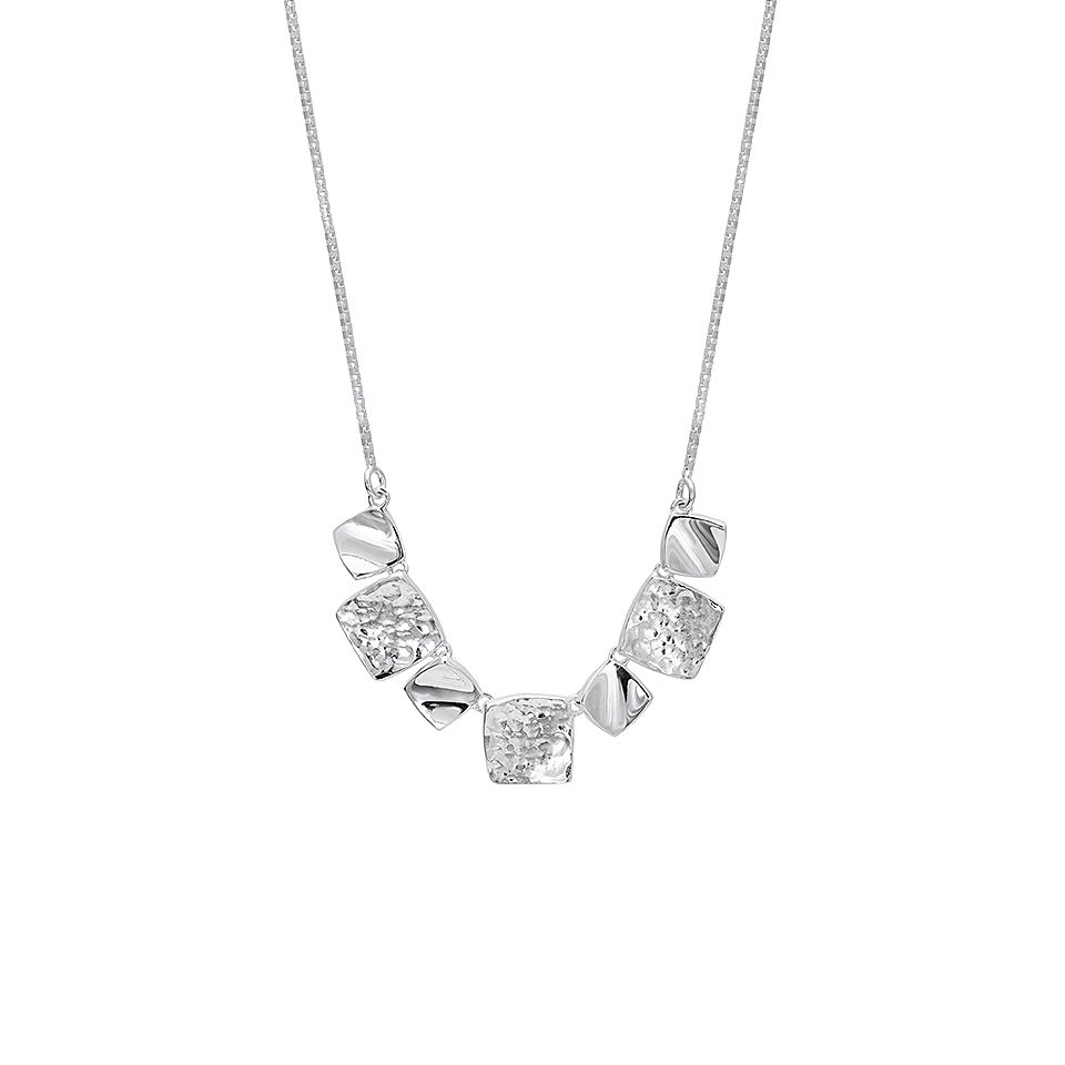 Halsband i &auml;kta silver med kvadrater