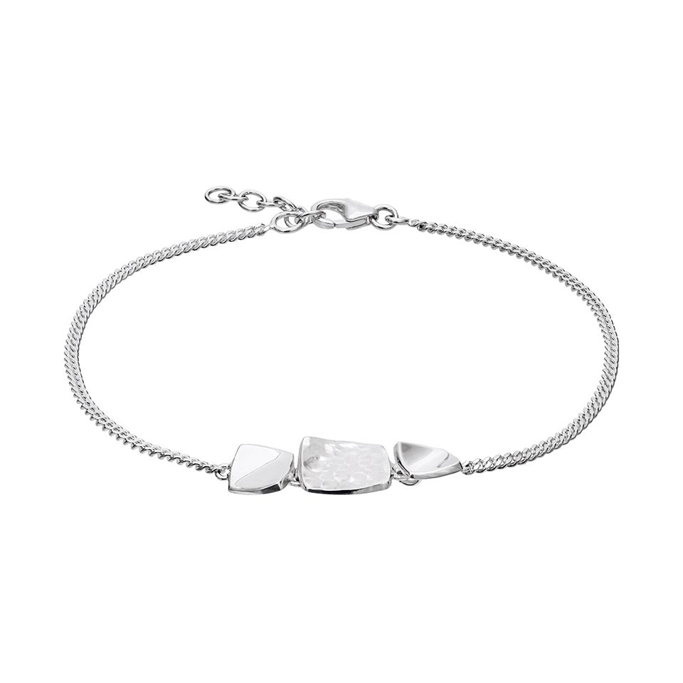 Armband i &auml;kta silver med kvadrater