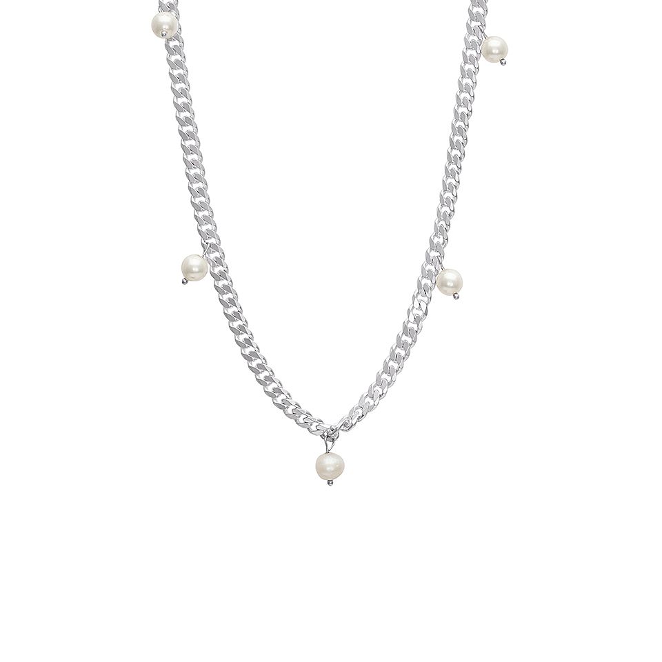 Halsband i återvunnet silver med sötvattenpärla