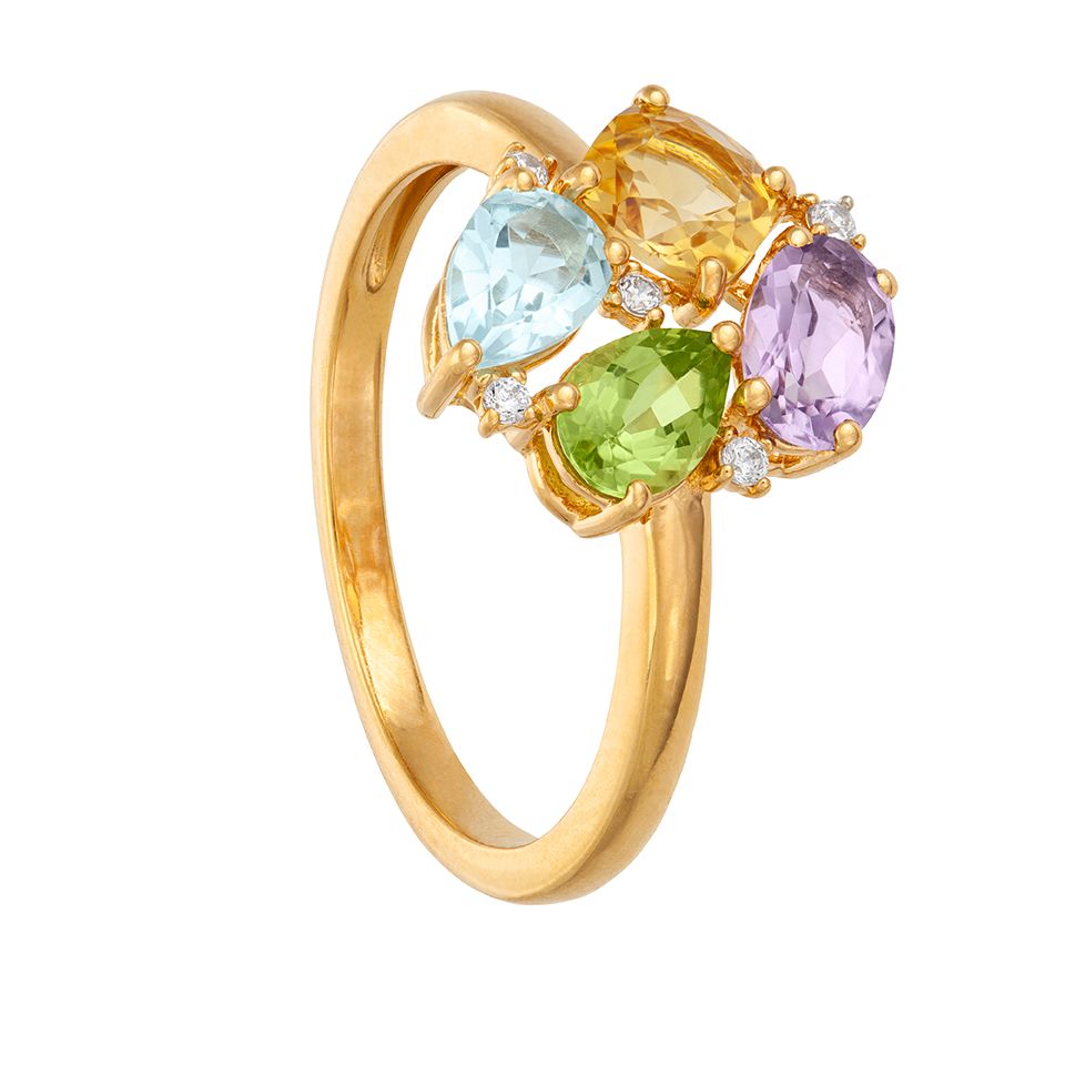 Ring i äkta silver med äkta stenar, 17.0