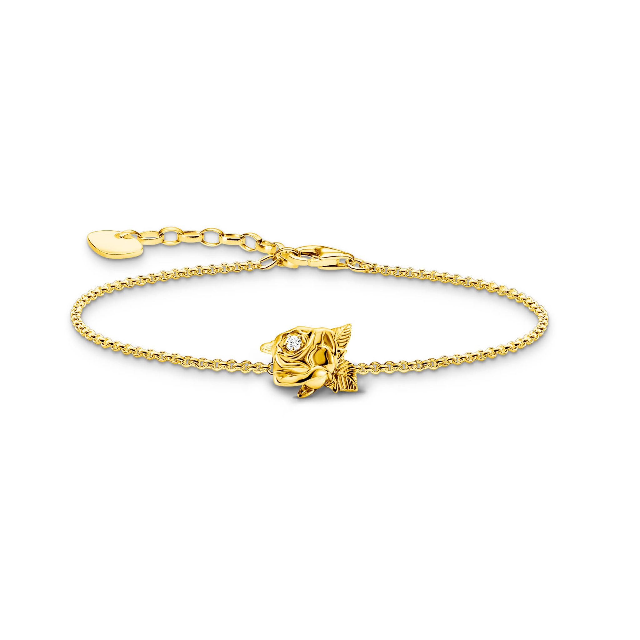 Armband i &auml;kta silver med ros och kubisk zirkonia