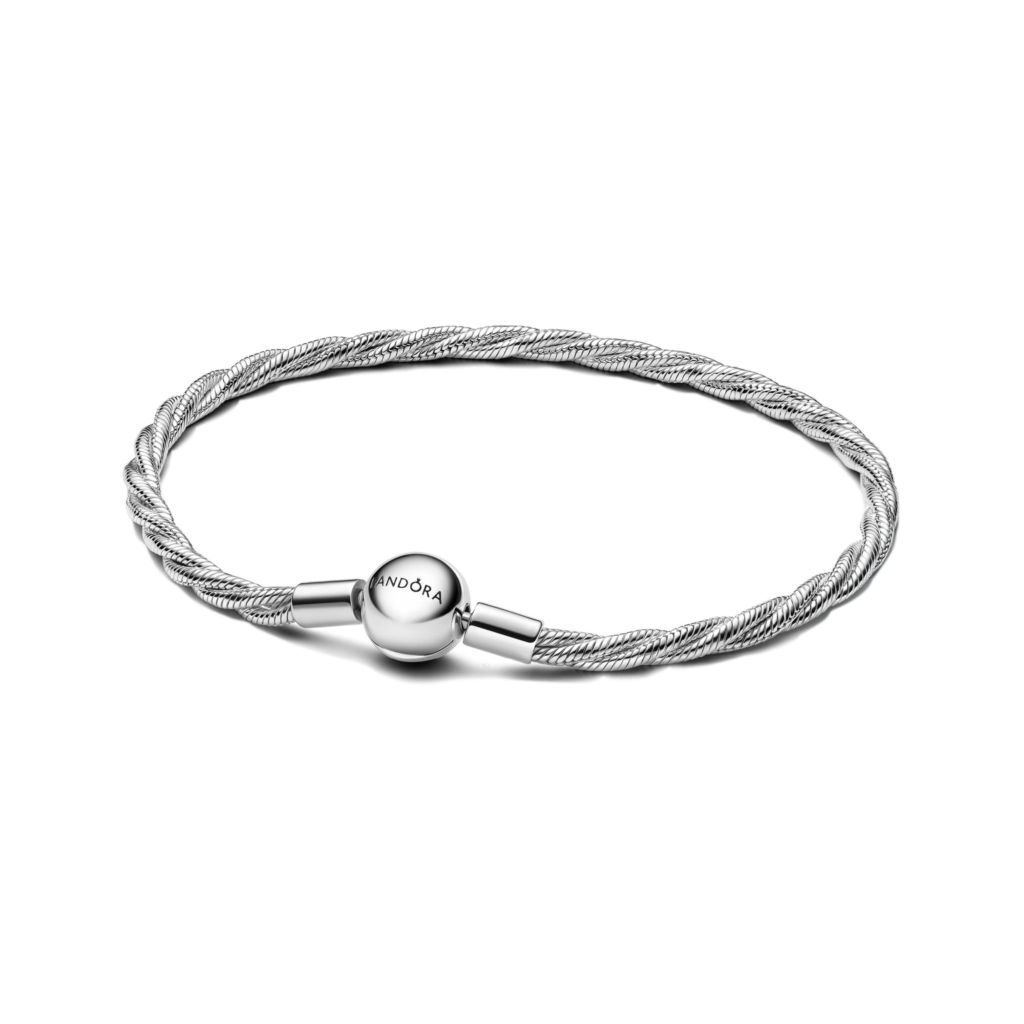 Armband i &auml;kta silver med snurrad kedja 17 cm