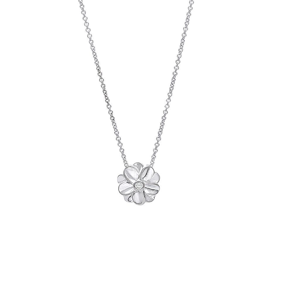 Halsband i äkta silver med blomma