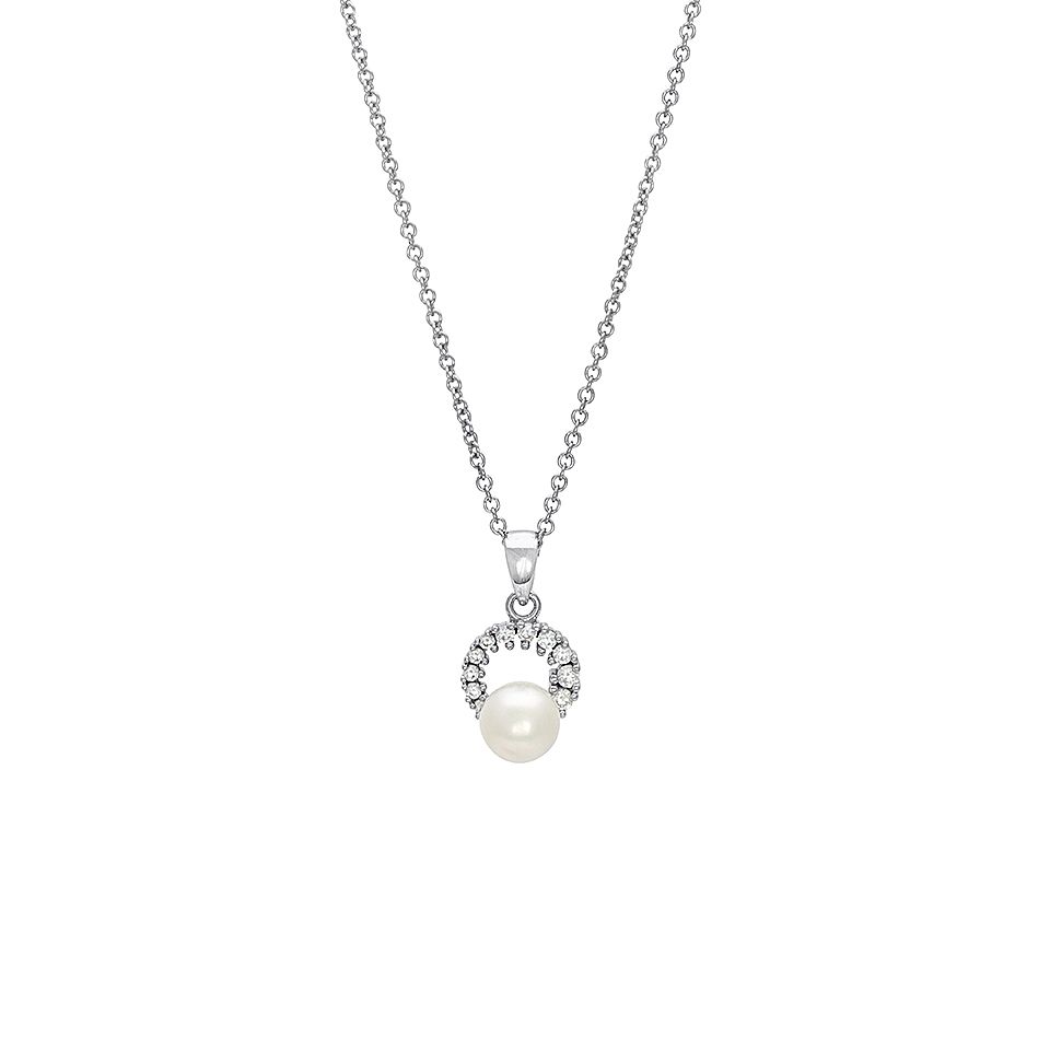 Halsband i äkta silver med pärla