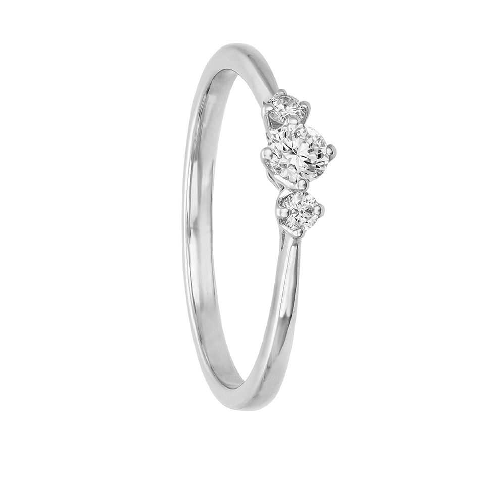 Diamantring i 18K guld - Trestensring, 19.0