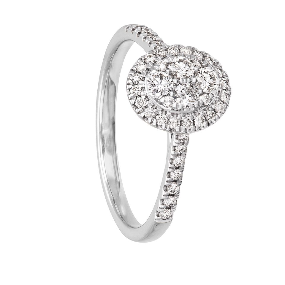 Diamantring i 18K guld - Oval, 19.0