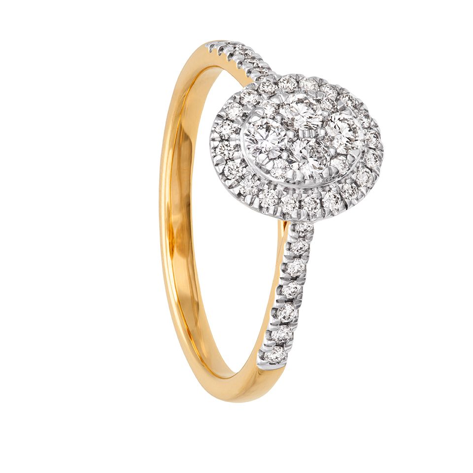 Diamantring i 18K guld - Oval, 18.0
